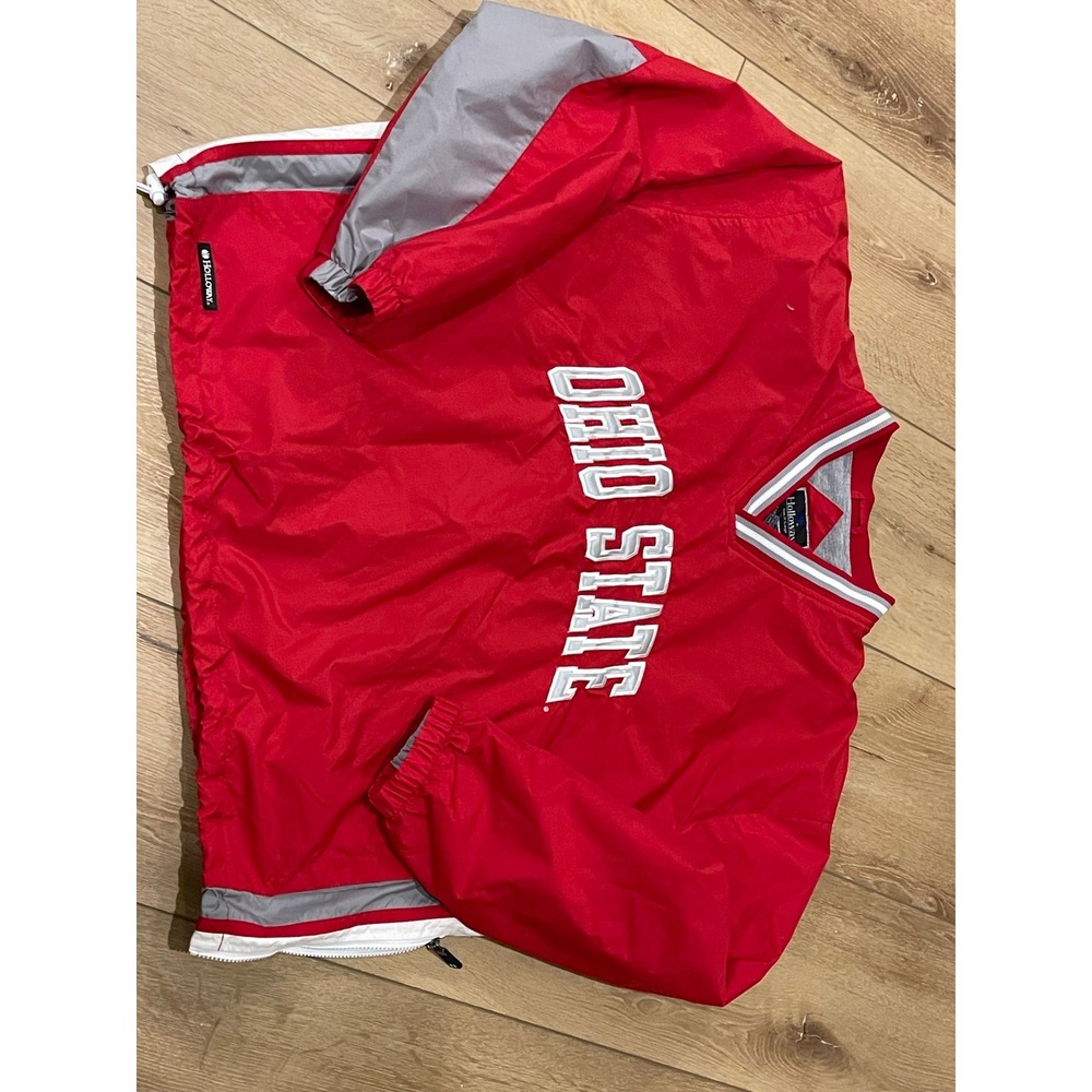 Holloway Ohio State Buckeyes Windbreaker Red Pullover V-Neck Jacket Mens XL